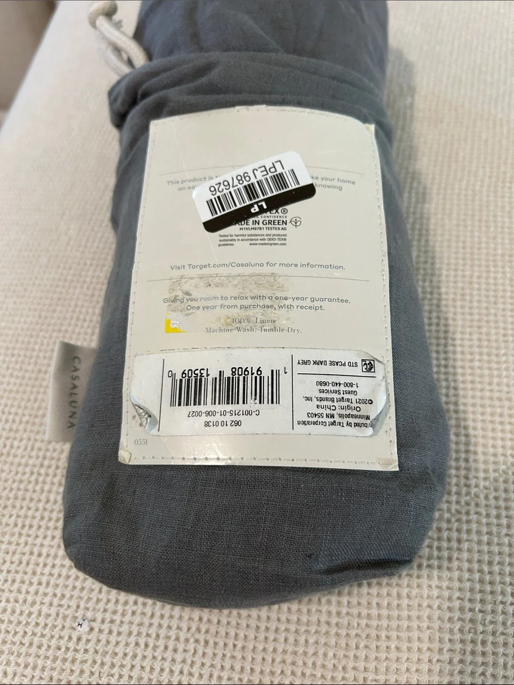 Casaluna Standard 100% Linen Pillowcases Dark Gray, NWT